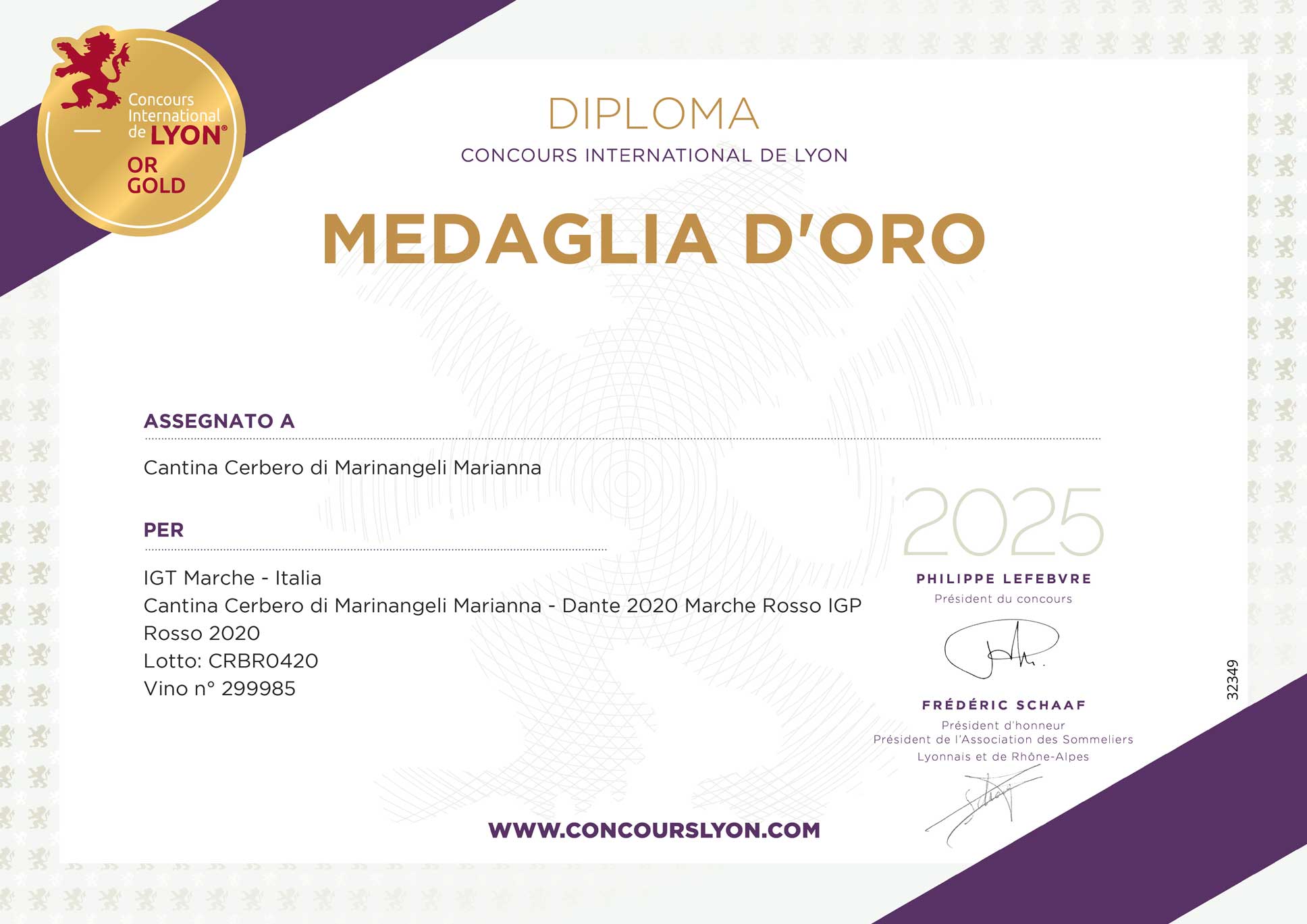 Anteprima diploma Concours International de Lyon — Dante 2020